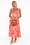 Elodie Midi Dress Red Floral