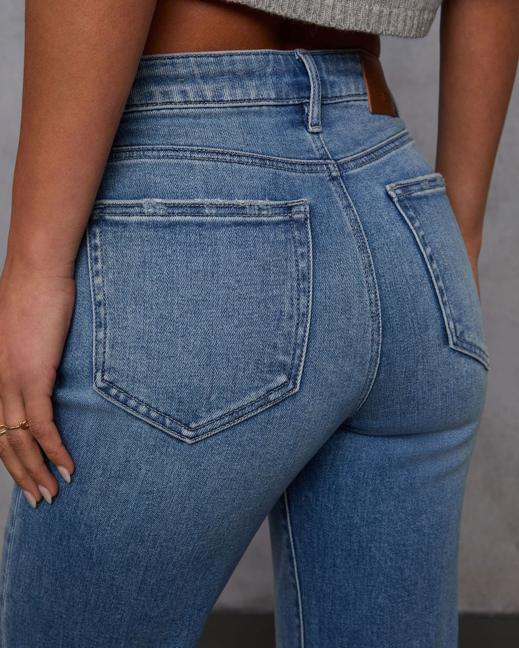 Mikal Super Stretch Frayed High Rise Cropped Jeans