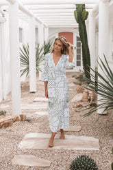 Kolby Long Sleeve Midi Dress Sage Print