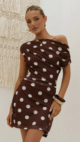 Sammie Mini Dress Brown Cream Polka