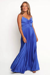 Naira Pleated Maxi Dress Blue