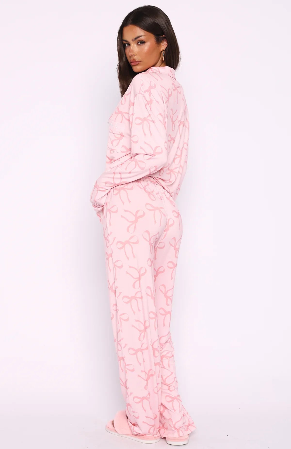 Pillow Talk Printed Long Sleeve Pyjama Set Posy Bow