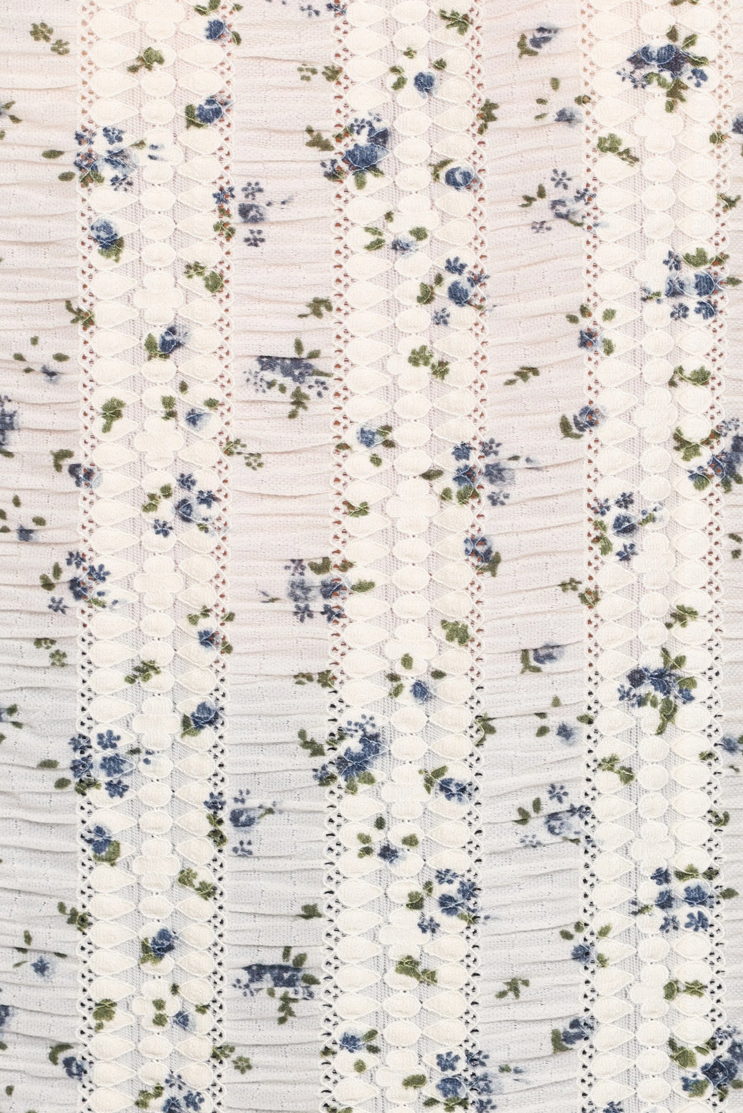 Eira Textured Ruffle Top Cream Blue Floral