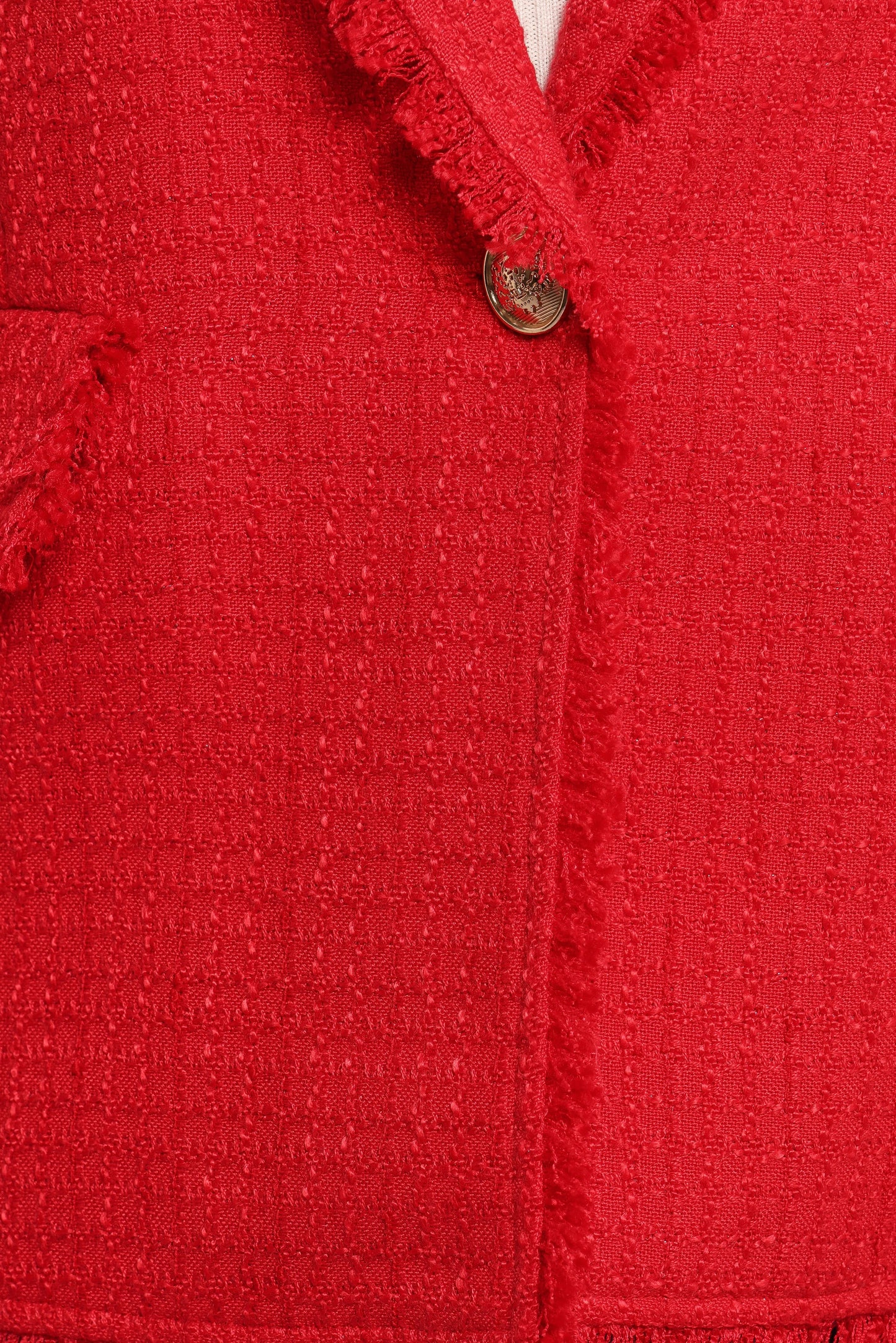 Simona Single Button Twill Blazer Red