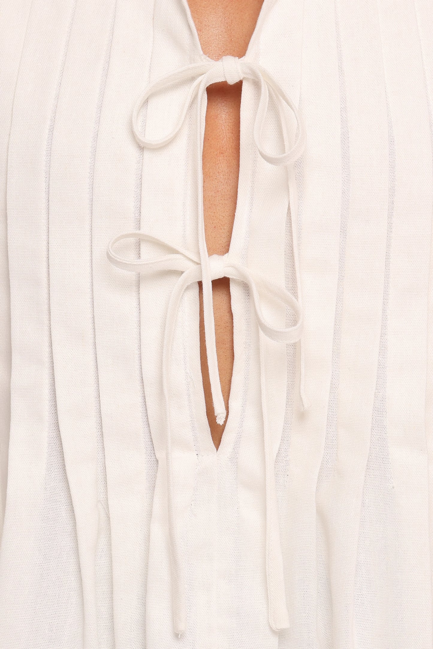 Delia Pleat Tie Top White