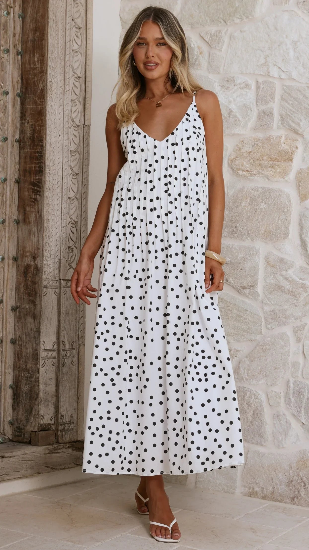 Dimmi Maxi Dress White Black Polka