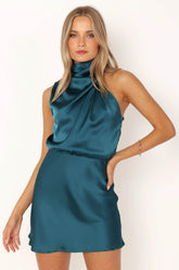 Anabelle Halter Neck Mini Dress Teal