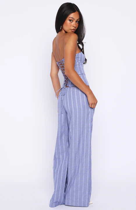 Promise Me This Pants Navy Check