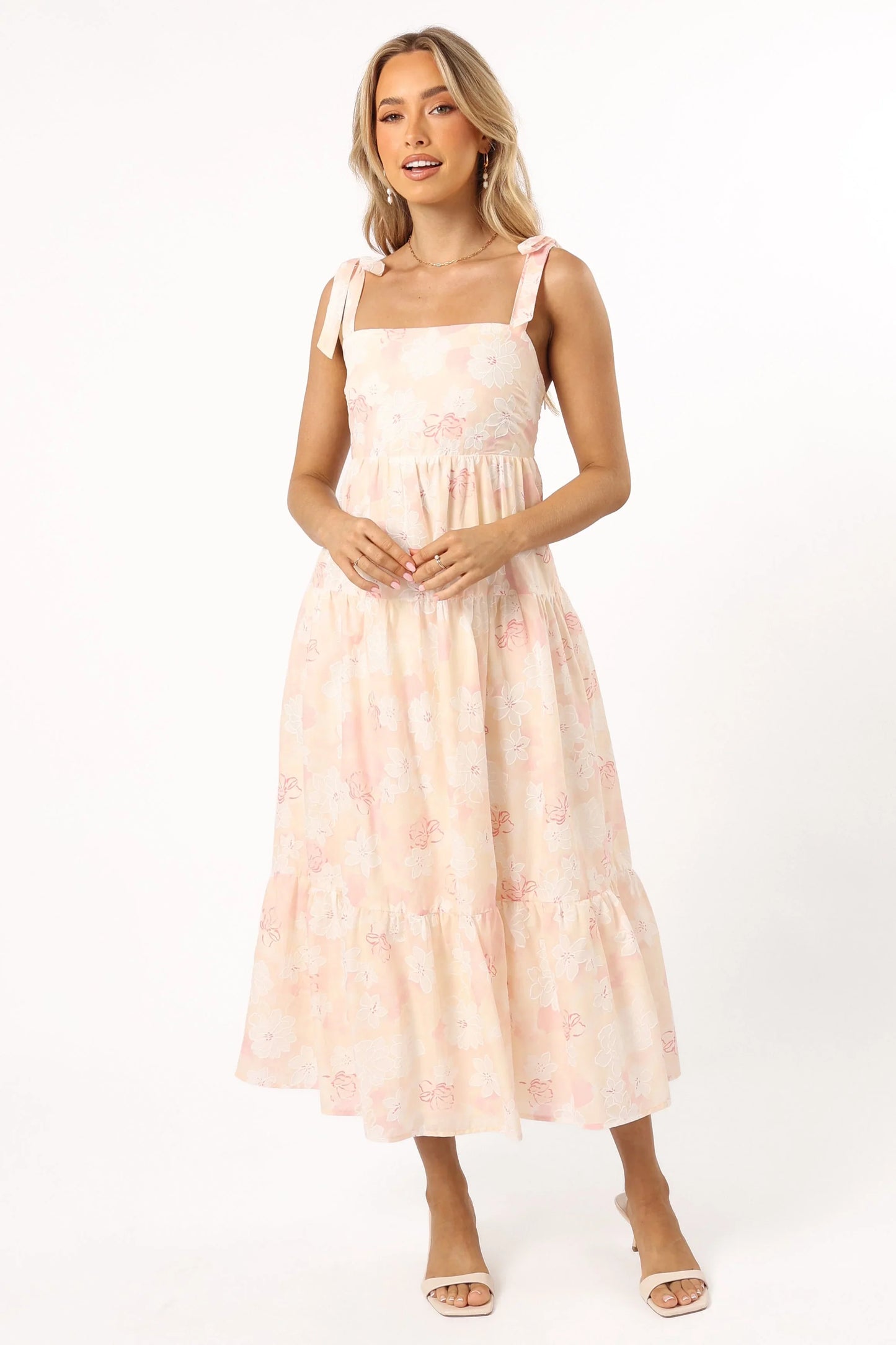 Andi Midi Dress Pink White Floral