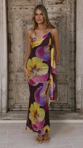Haviana Maxi Dress Purple Yellow Floral