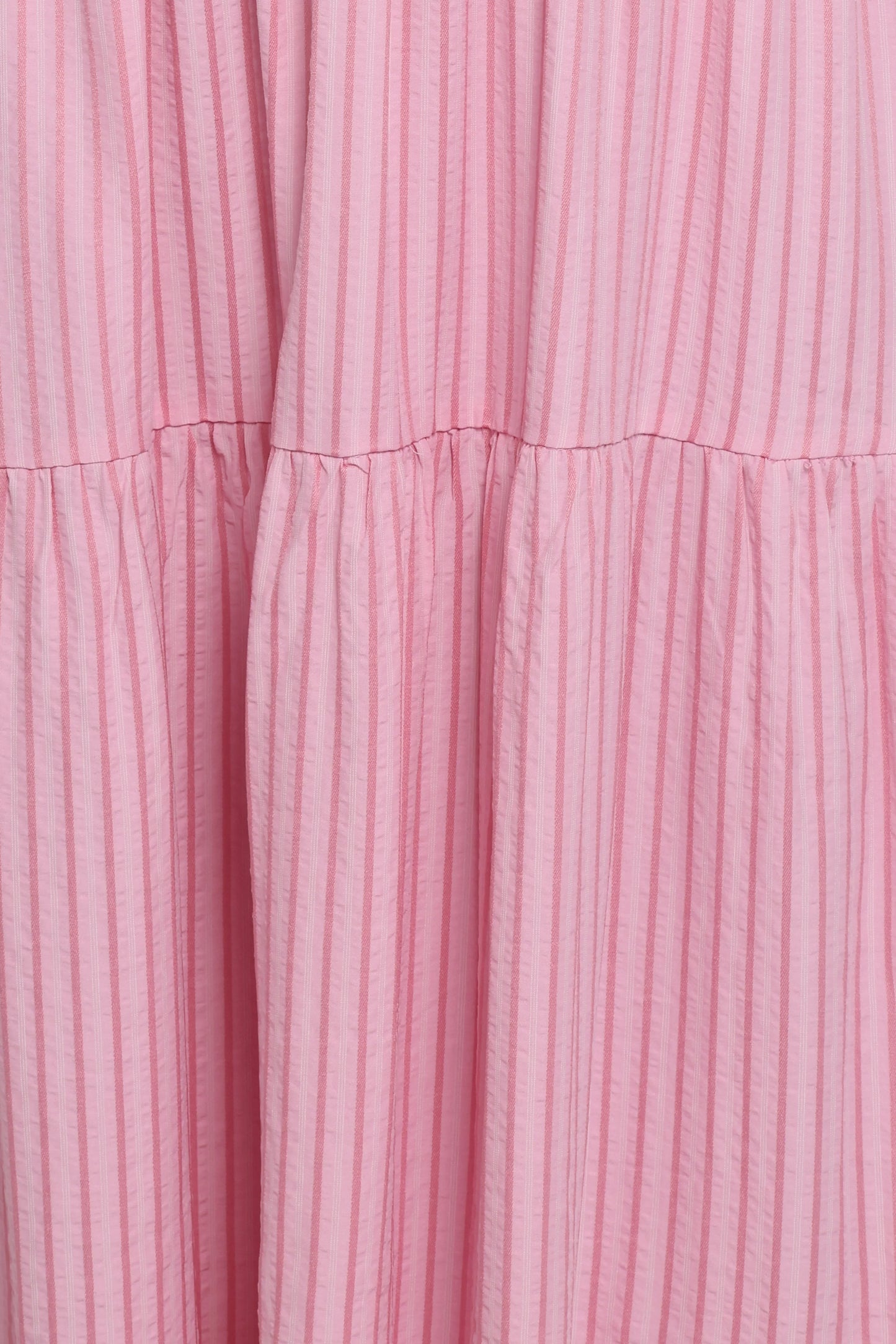 Maisie Strapless Midi Dress Pink Stripe
