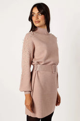Maeve Long Sleeve Mini Dress Mocha