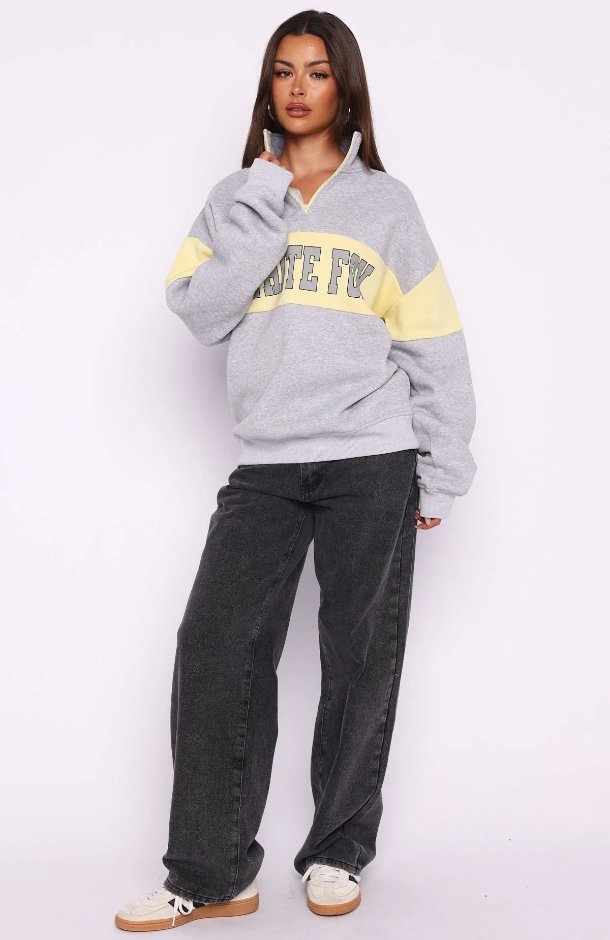 Show Yourself Zip Front Sweater Dark Grey Marle