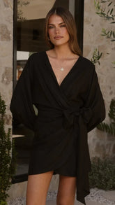 Myra Long Sleeve Mini Dress Black