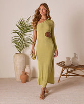 Marek One Shoulder Cutout Midi Dress