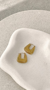 Square Crush Gold Plated Earrings Gold