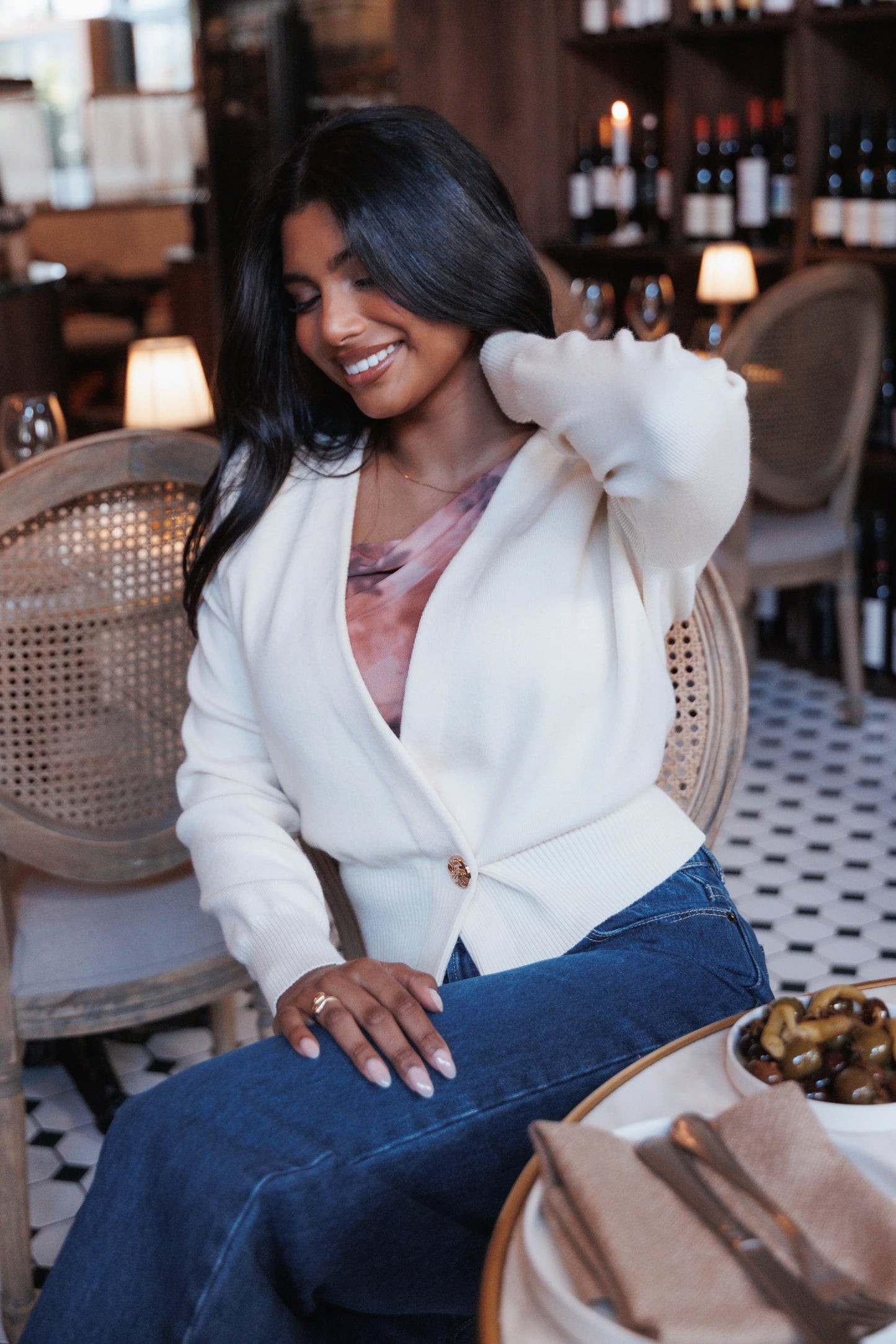 Caterina Button Cardigan Cream