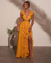 Carlita Ruffle Cutout Maxi Dress