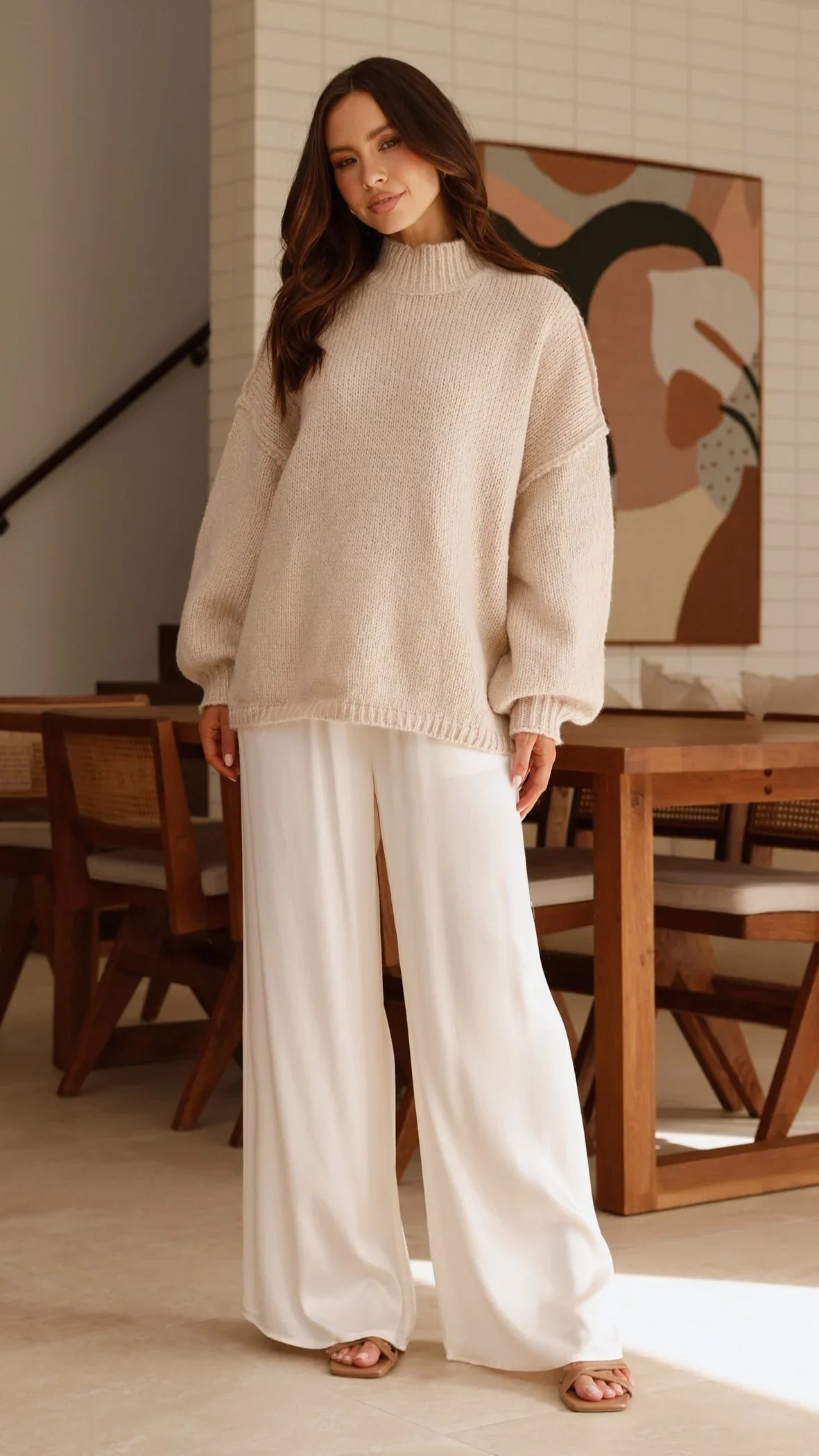 Savanna Knit Sweater Beige