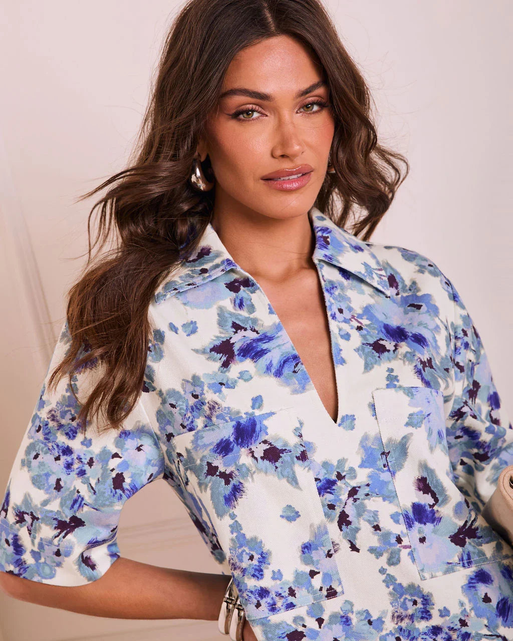 Lovely Bloom Shift Mini Shirt Dress