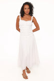 Enola Gather Midi Dress White