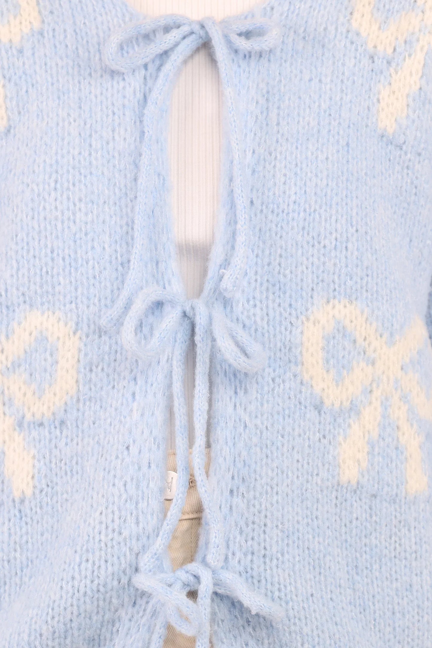 Vienna Bow Cardigan Pale Blue