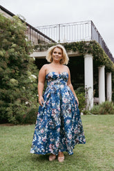 Darina Strapless Midi Dress Midnight Floral