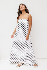 Virgo Maxi Dress White Polka Dot