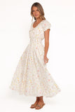 Katana Puff Sleeve Midi Dress Floral