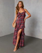 Reygan Ruffle Plaid Maxi Dress