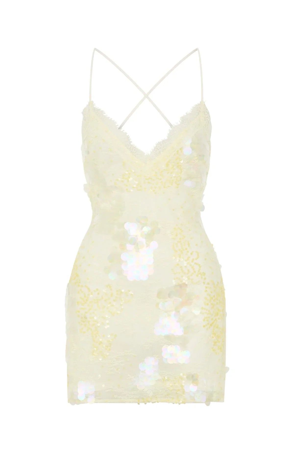 Sunset Swoon Sequin Mini Dress Lemon