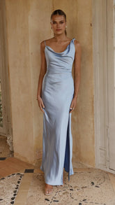 Iris Asymmetrical Maxi Dress Blue