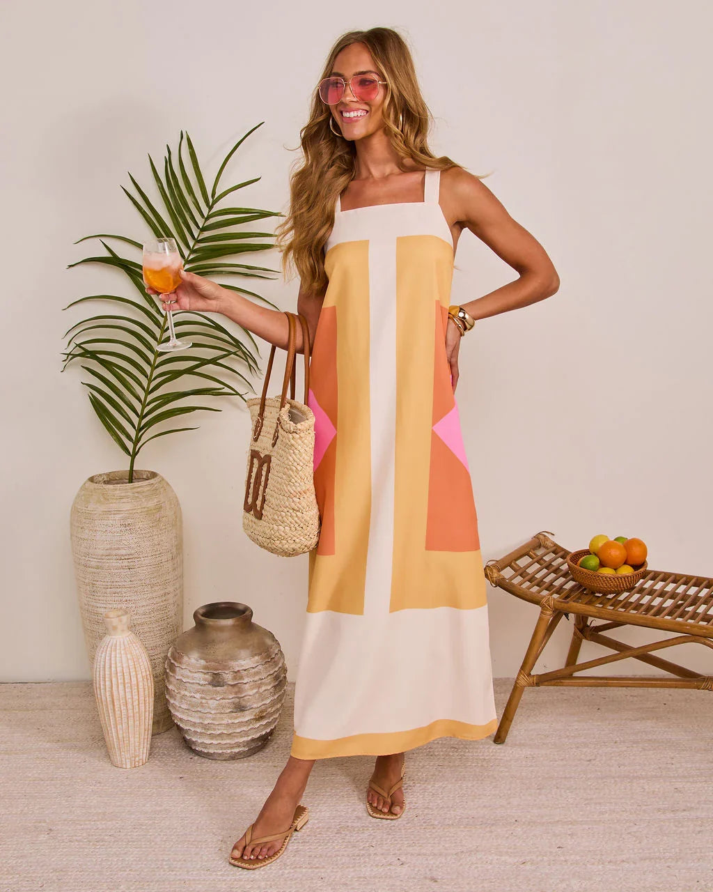 Fresh Glow Abstract Shift Maxi Dress