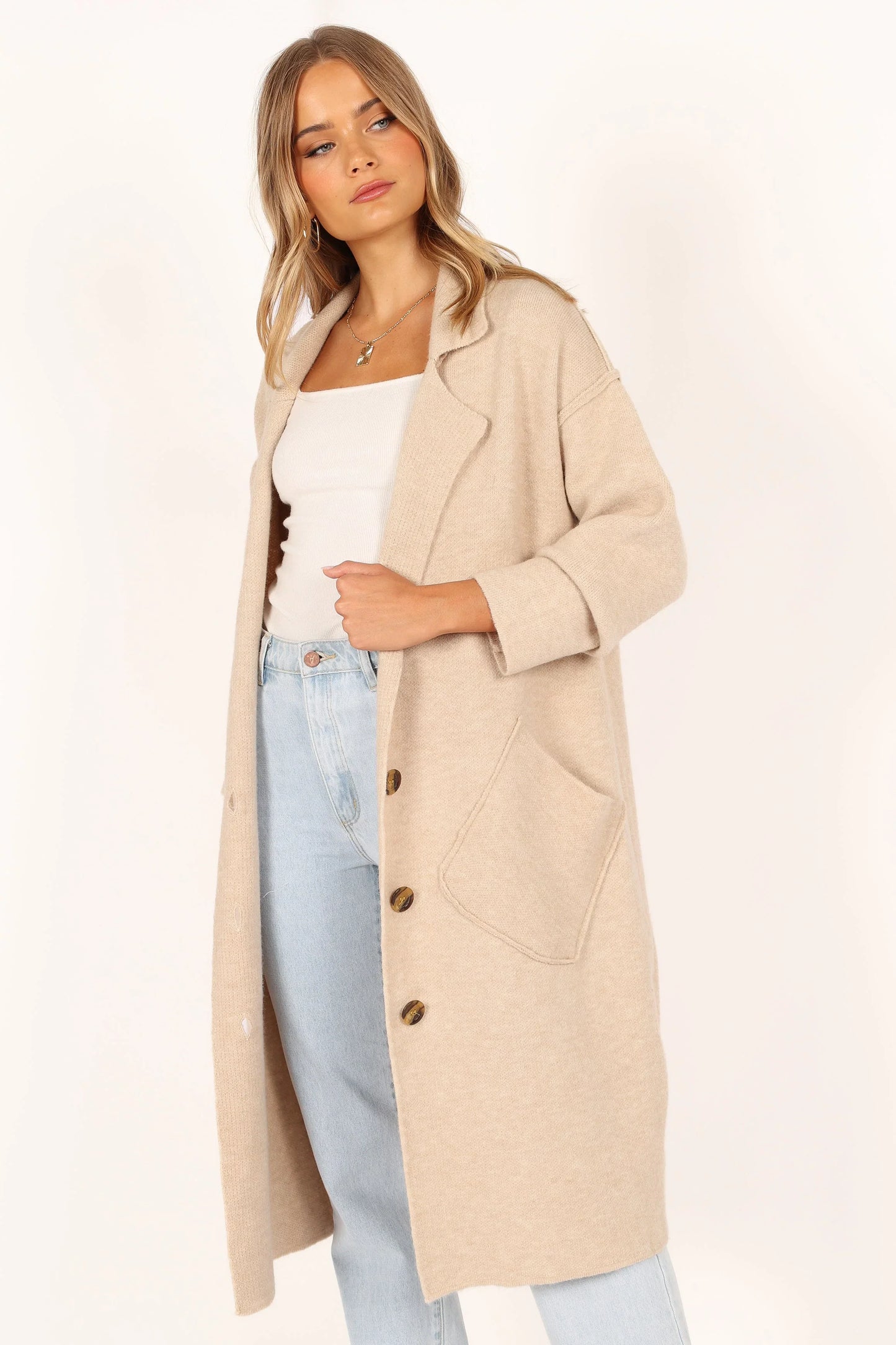 Ivy Button Front Coatigan Oatmeal