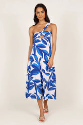 Freddie Midi Dress White Blue