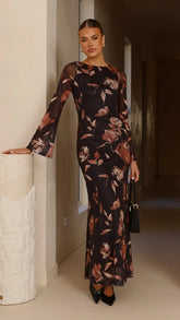 Koah Long Sleeve Maxi Dress Flower Print