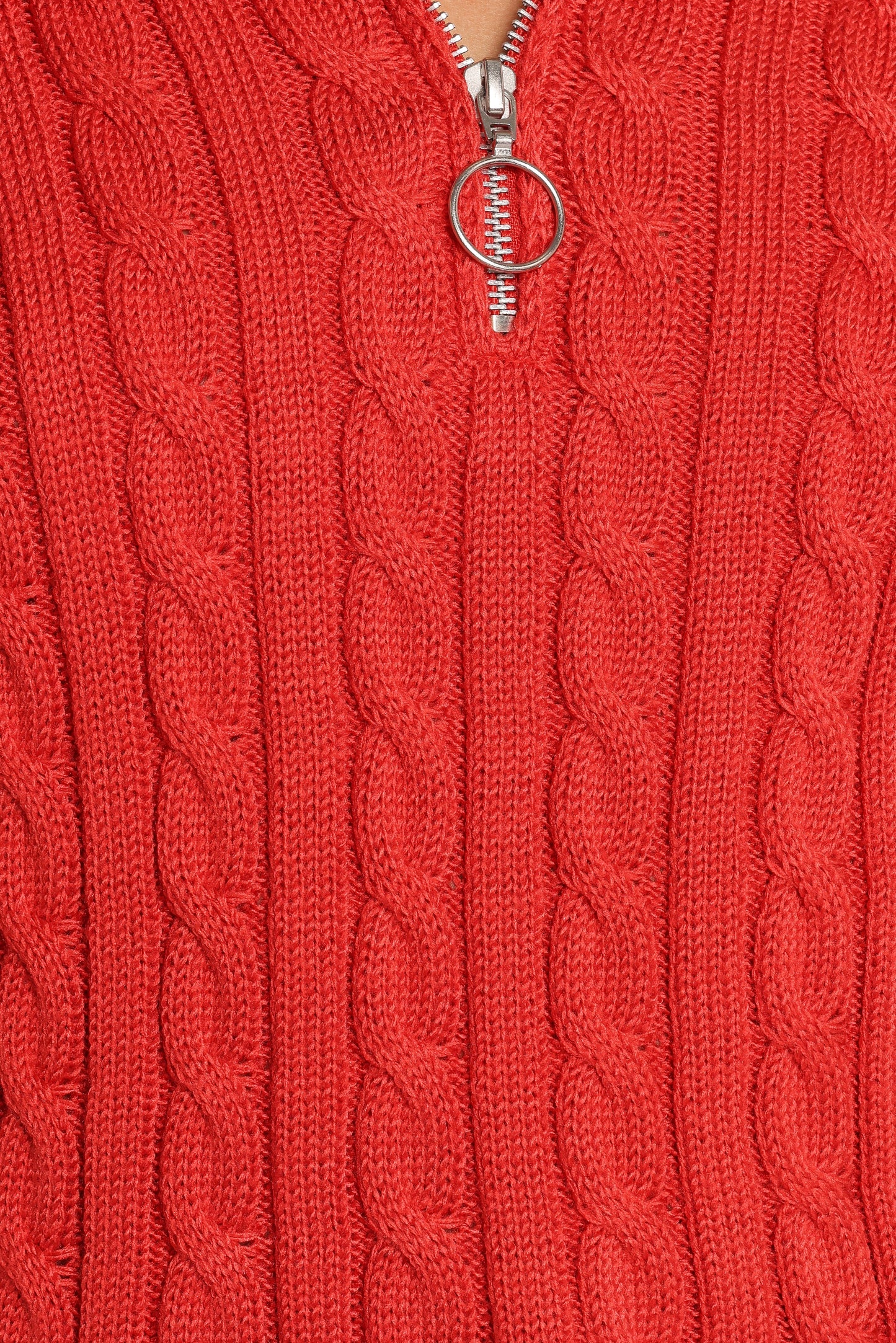 Frida Quarter Zip Knit Sweater Red