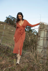Kellan Wrap Midi Dress Bronze