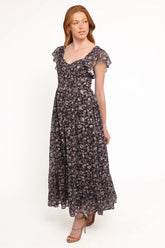 Myles Maxi Dress Brown Blue Floral