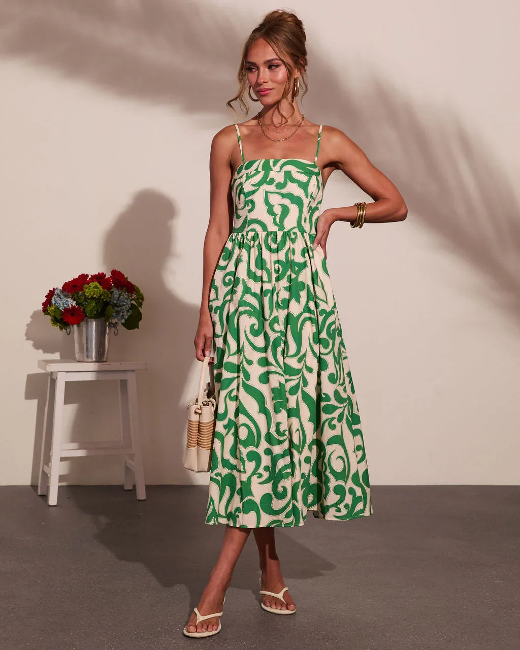 Coastal Heirloom Cotton Abstract Print Midi Dress