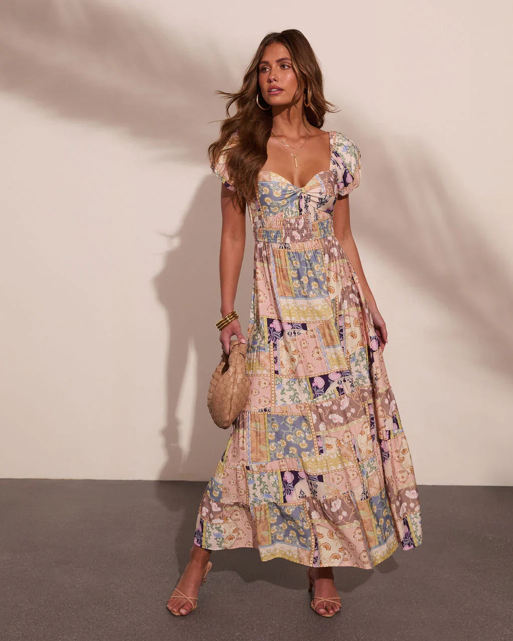 Prairie Stardust Abstract Patchwork Maxi Dress