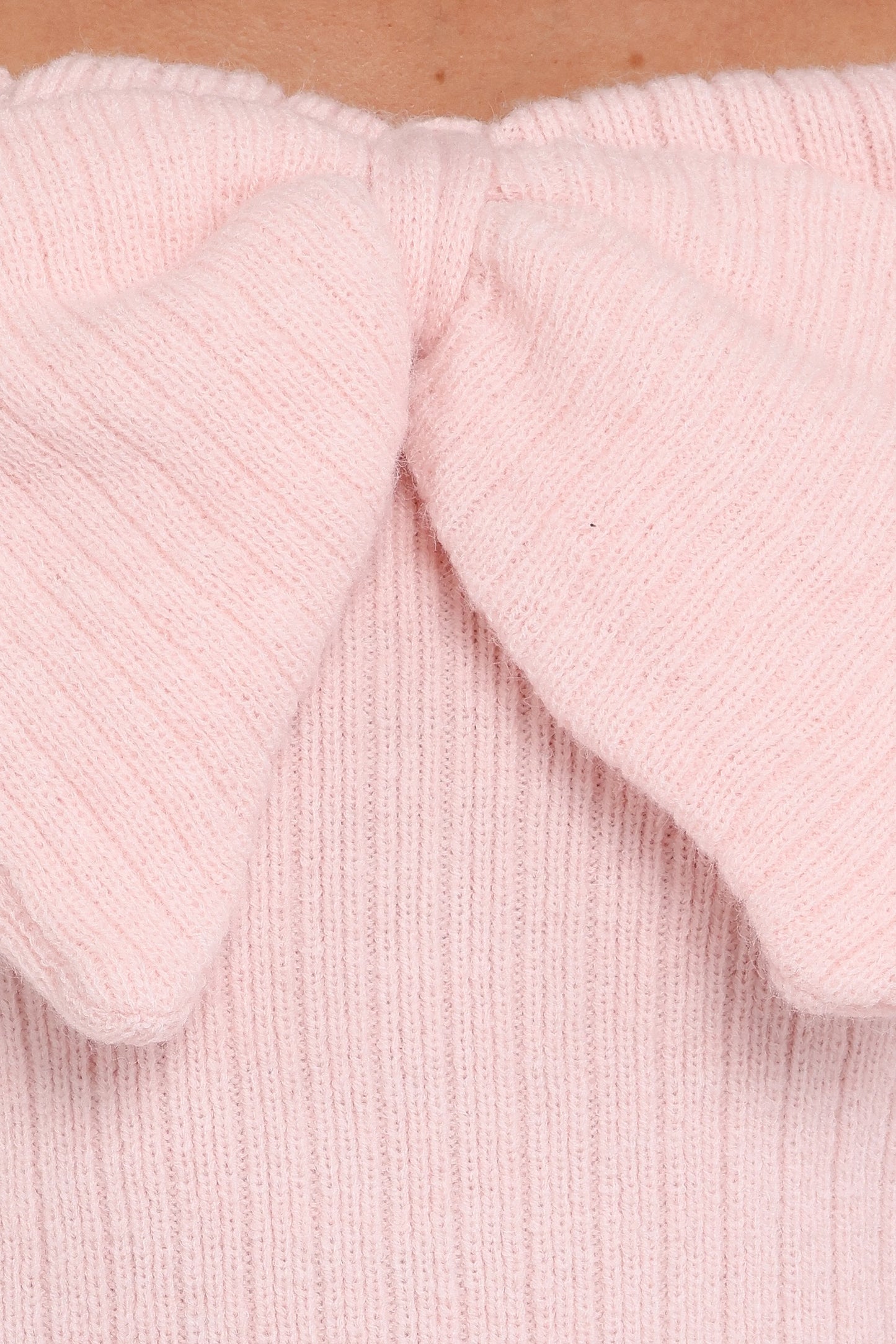 Helene Bow Off Shoulder Knit Sweater Pink