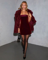 Cider Kiss Strapless Velvet Mini Dress