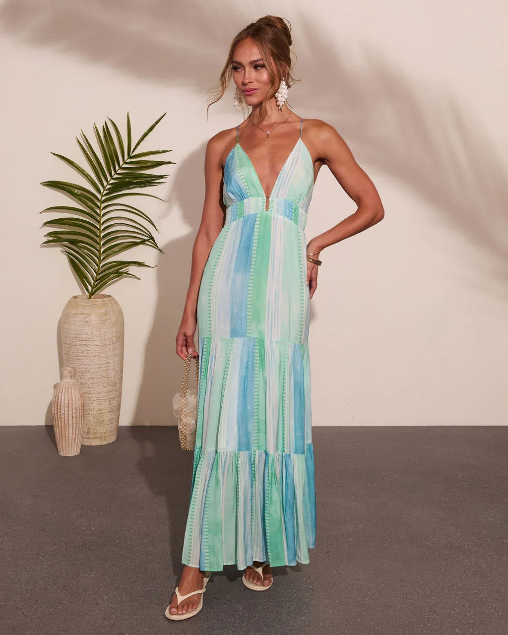 Amanah Geometric Print Maxi Dress