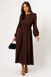 Roman Long Sleeve Maxi Dress Brown
