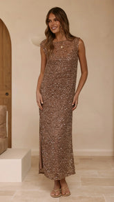 Matisse Sequins Maxi Dress Bronze