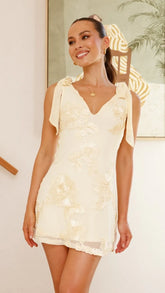 Usha Tie Strap Mini Dress Yellow