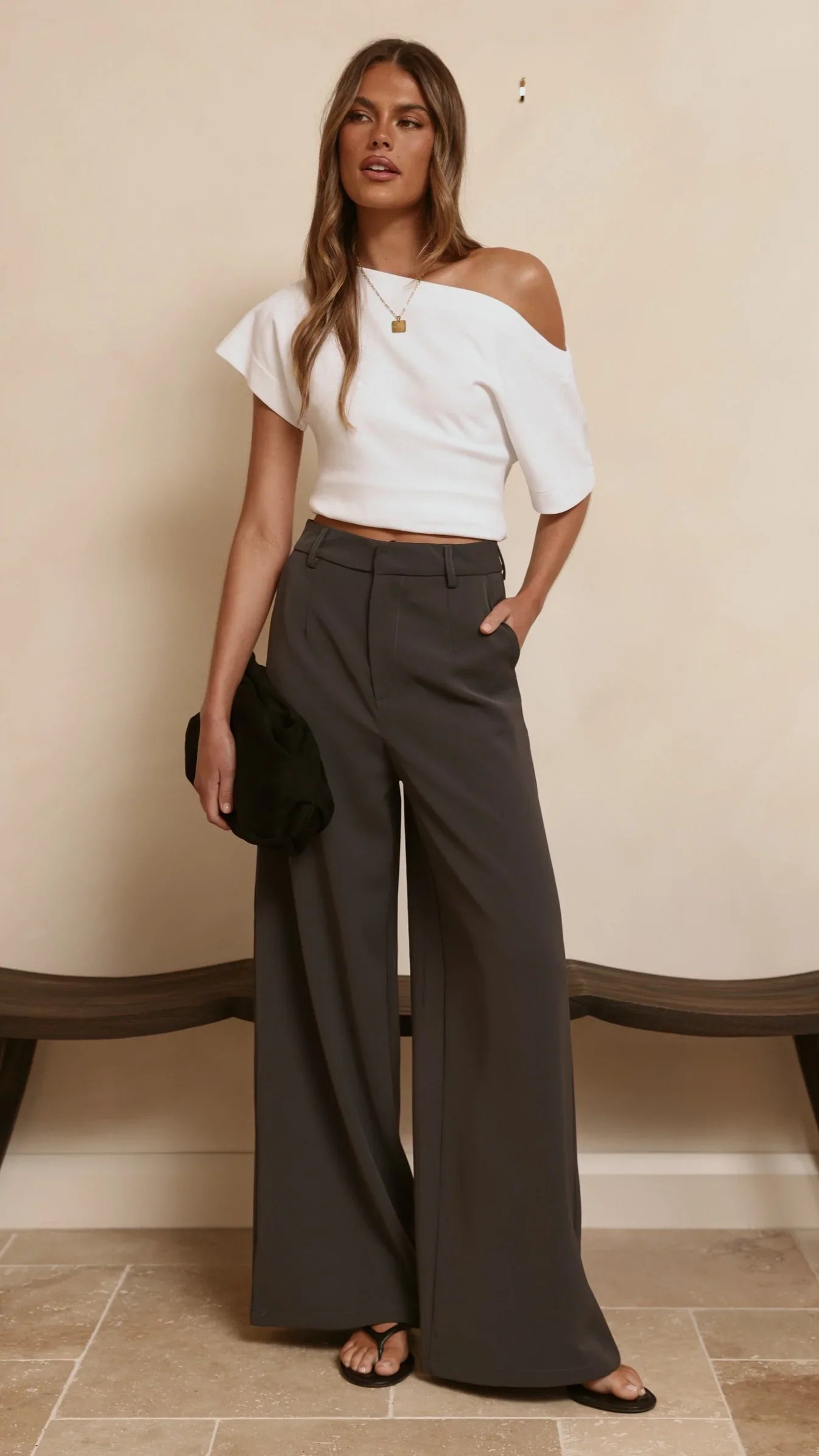 Maeva Tailored Pants Charcoal