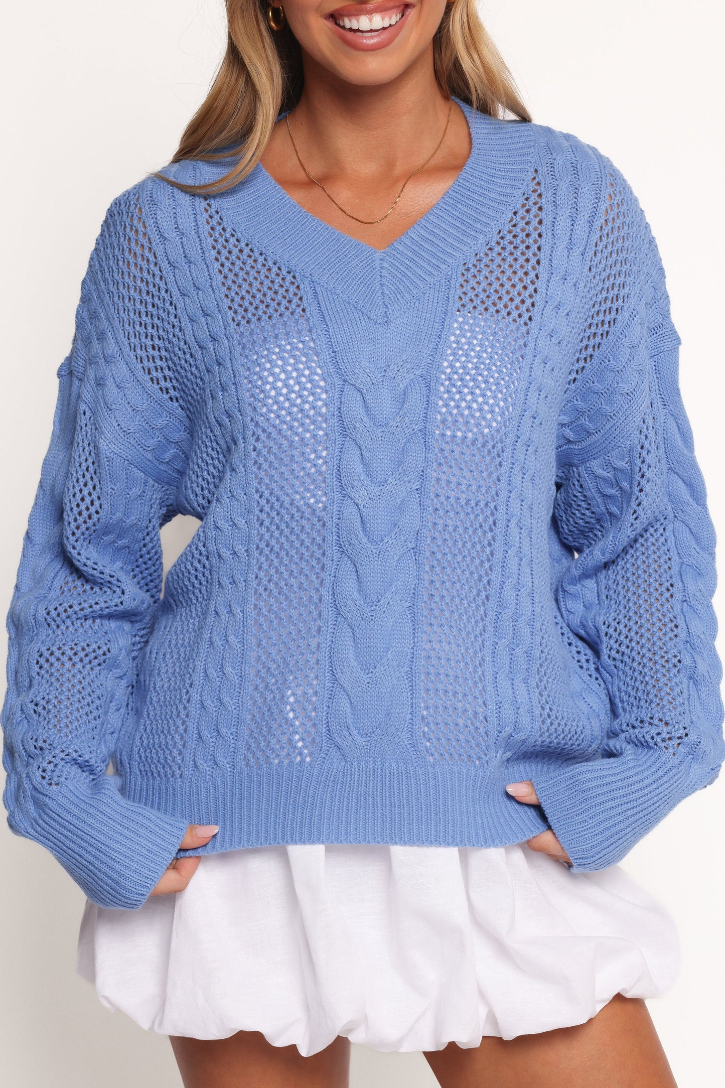 Janie Knit Sweater Blue