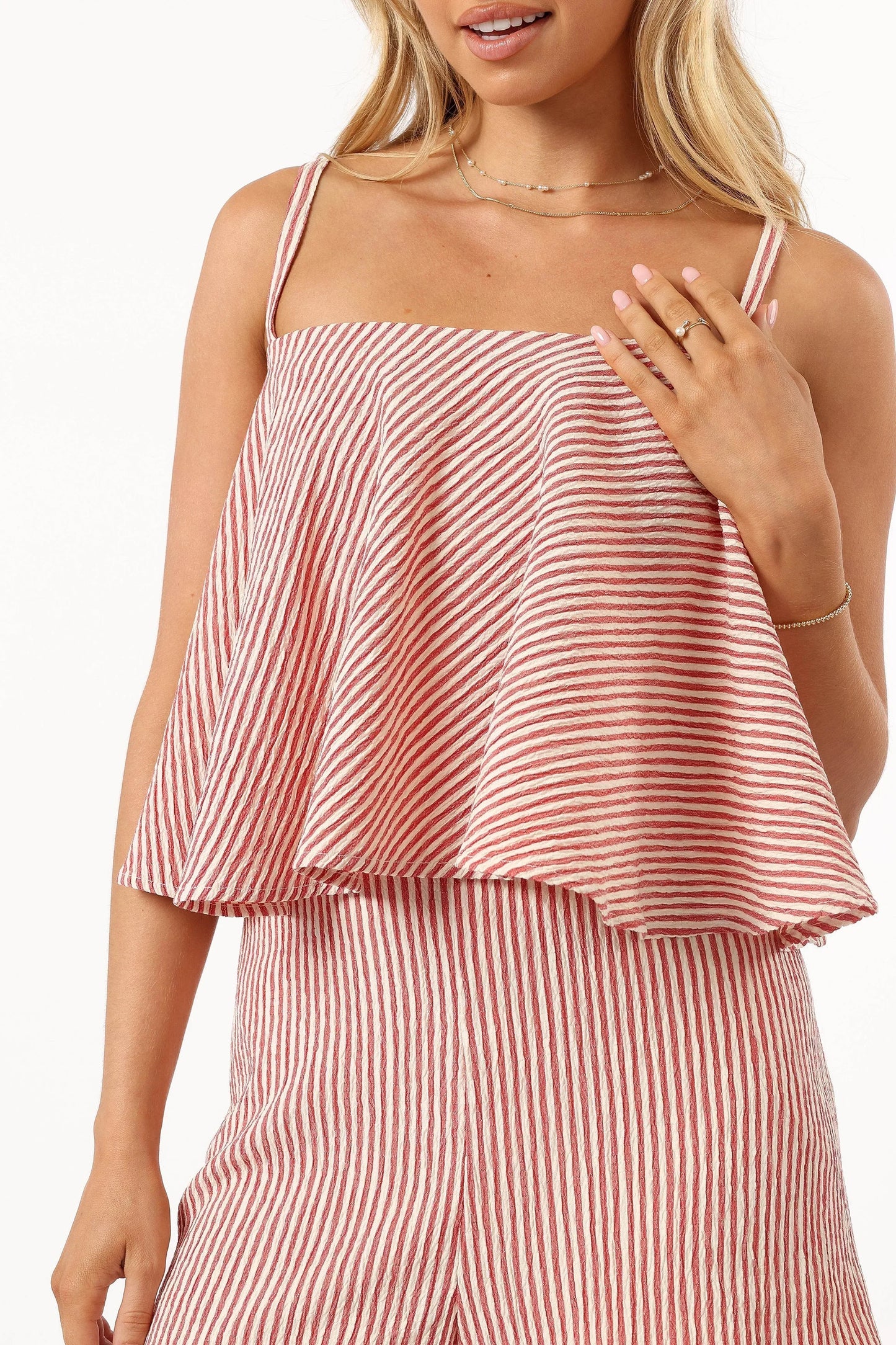 Cambria Romper Cream Red Stripe